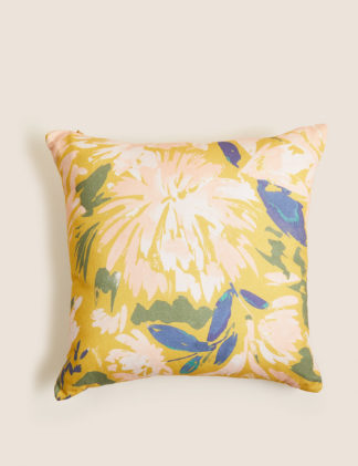 An Image of M&S Pure Cotton Watercolour Floral Cushion