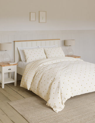 An Image of M&S Cotton Blend Bee Striped Bedding Set