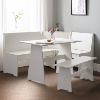 An Image of Newport Rectangular Corner Dining Table with 2 Benches White