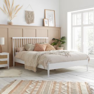 An Image of Spindle Wooden Bed White