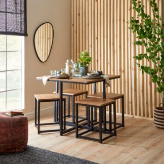 An Image of Vixen Square Small Cube Dining Table with 4 Stools Light Brown