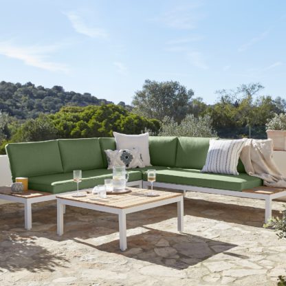 An Image of Spirit Metal Garden Corner Sofa Set - Green