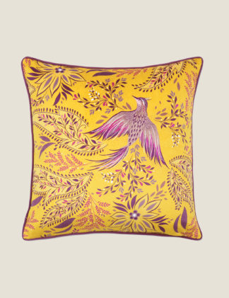 An Image of Sara Miller Velvet Birds Of Paradise Piped Cushion