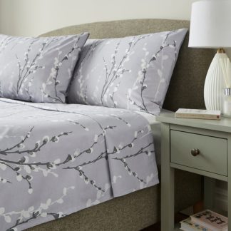 An Image of Belle Grey Cotton Flat Sheet Grey