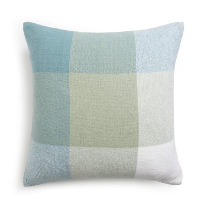 An Image of Habitat Gingham Check Cushion - Sage Green - 43x43cm