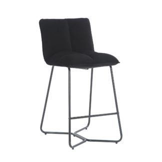 An Image of Logan Counter Height Bar Stool, Velvet Black