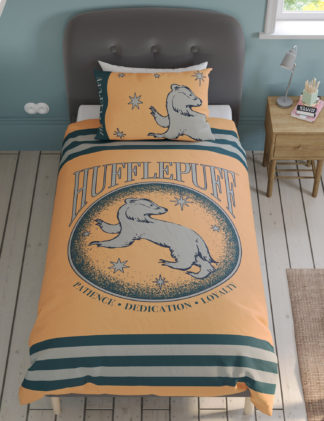 An Image of M&S Cotton Blend Hufflepuff Bedding Set