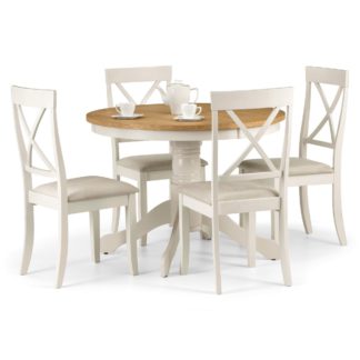 An Image of Davenport Round Dining Table with 4 Chairs Cream
