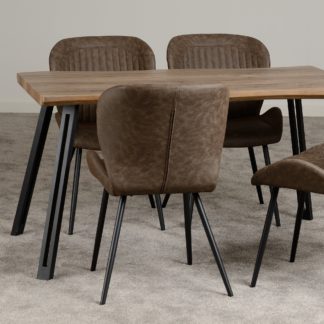 An Image of Quebec Wave Rectangular Dining Table with 4 Chairs, Brown Brown