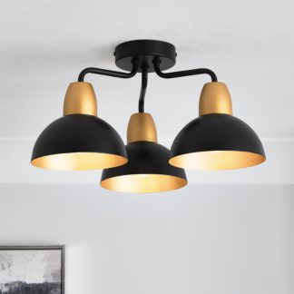 An Image of Haus 3 Light Semi Flush Ceiling Fitting Black