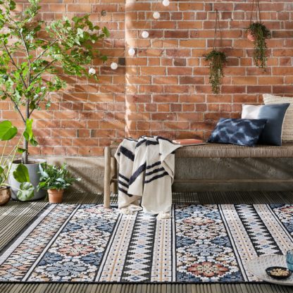 An Image of Aster Aztec Indoor Outdoor Rug Navy