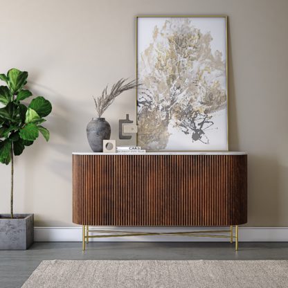 An Image of Kiera Large Sideboard, Mango Wood & Real Marble Black