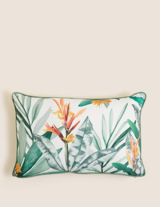 An Image of M&S Pure Cotton Tropical Piped Bolster Cushion