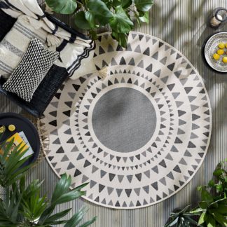 An Image of Shadow Rays Geometric Indoor Outdoor Circle Rug Grey