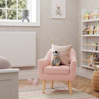 An Image of Eddie Sherpa Kids Chair Peach Blush Ivory