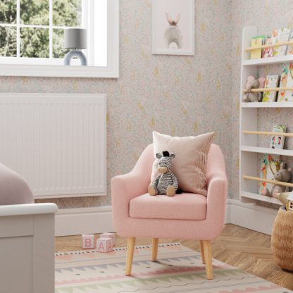 An Image of Eddie Sherpa Kids Chair Peach Blush Ivory