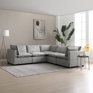 An Image of Moda Corner Modular Sofa, Light Grey Boucle Moda Boucle Grey
