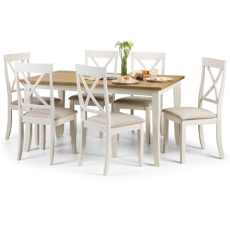 An Image of Davenport Rectangular Dining Table with 6 Chairs, Off White Cream and Brown