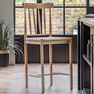 An Image of Elda Set of 2 Bar Stools, Oak Natural