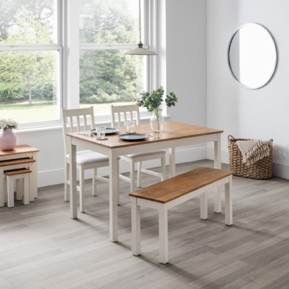 An Image of Coxmoor 4 Seater Rectangular Dining Table, Off White Solid Oak Cream