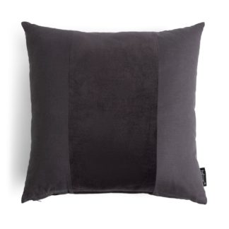 An Image of Habitat Velvet Panel Cushion - Grey & Black - 50x50cm