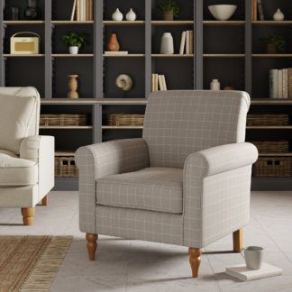 An Image of Aldridge Self Assembly Window Pane Check Armchair Natural Natural