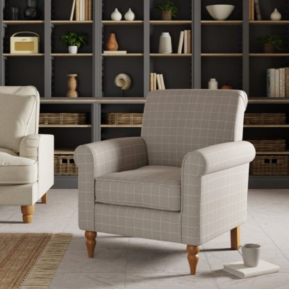 An Image of Aldridge Self Assembly Window Pane Check Armchair Natural Natural