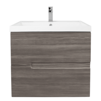 An Image of Bathstore Vermont 600mm Wall Mounted Vanity Unit - Grey Avola