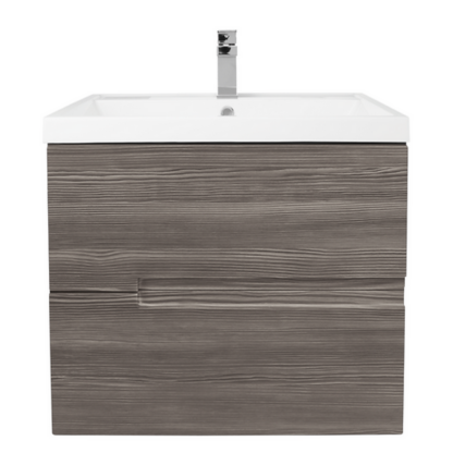 An Image of Bathstore Vermont 600mm Wall Mounted Vanity Unit - Grey Avola