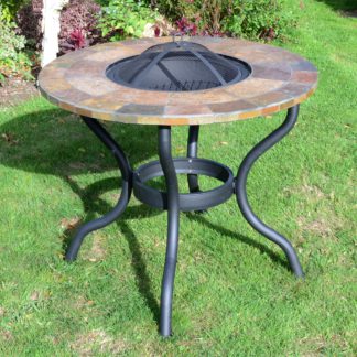 An Image of Bayfield Patio Table Firepit 89cm Brown