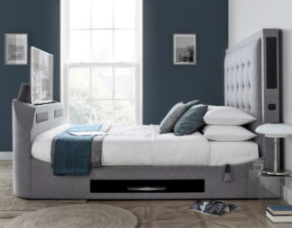 An Image of Titan 4.1 - Super King Size - TV Bed - Grey - Fabric - 6ft