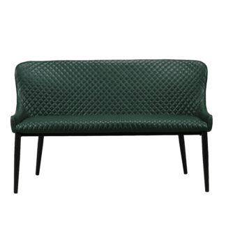 An Image of Montreal 3 Seater Dining Bench Seat, Faux Leather Green