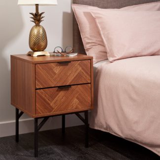 An Image of Rowe 2 Drawer Bedside Table Dark Wood (Brown)