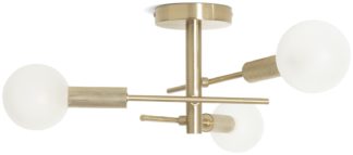 An Image of Habitat Globe Ribbed Metal Bathroom Ceiling Light - Gold