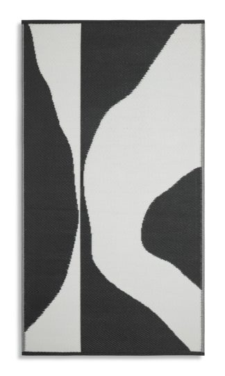 An Image of Habitat Woven Rug - Black & White