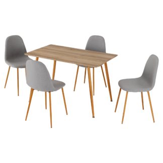An Image of Barley Rectangular Dining Table with 4 Chairs, Grey Brown