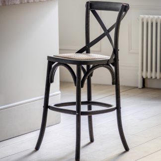 An Image of Cannock Set of 2 Bar Stools, Rattan Black