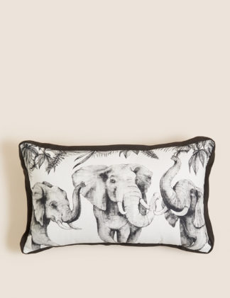 An Image of M&S Pure Cotton Elephant Print Bolster Cushion