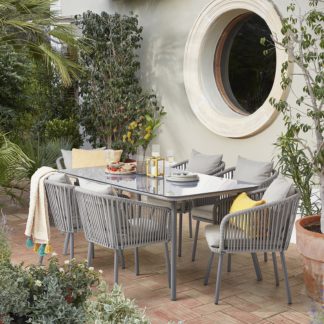 An Image of Aya 6 Seater Metal Garden Dining Set - Grey