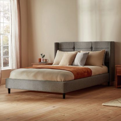 An Image of Silentnight Lilith Double Fabric Bed Frame - Pebble