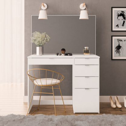 An Image of Demi 5 Drawer Dressing Table with Mirror Black