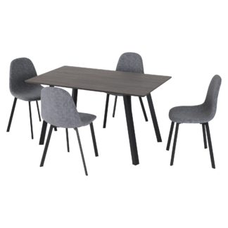 An Image of Berlin Rectangular Dining Table with 4 Chairs, Black Black