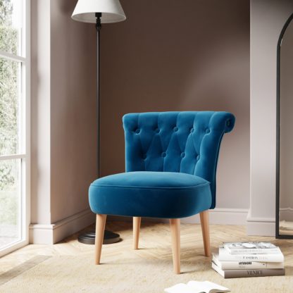 An Image of Josephine Velvet Button Back Chair Emerald Velvet