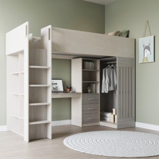 An Image of Jupiter High Sleeper Bed White/Grey Grey