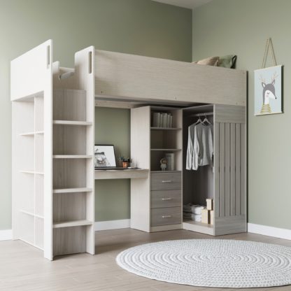 08dd5e72863c425741fecb619f1d82d6fe2506822f7a4b10442ba791adc9333e.jpg An Image of Jupiter High Sleeper Bed White/Grey Grey