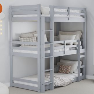 An Image of ressa - Single - Triple Bunk Bed - Grey - Wooden - 3ft