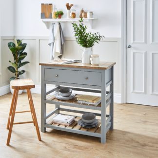 An Image of Olney Compact Kitchen Island with Loxwood Bar Stool Loxwood Oak