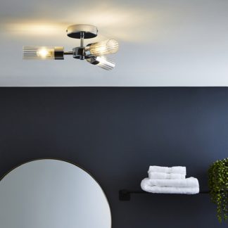 An Image of Ottawa 3lt Chrome IP44 Bathroom Flush Ceiling Light