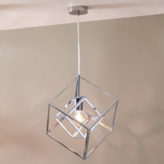 An Image of Alessio Metal Cube Pendant, Nickel Nickel