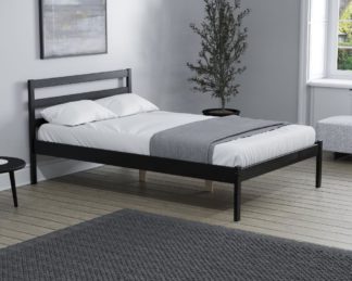 An Image of Luka Black Wooden Bed Frame - 4ft6 Double